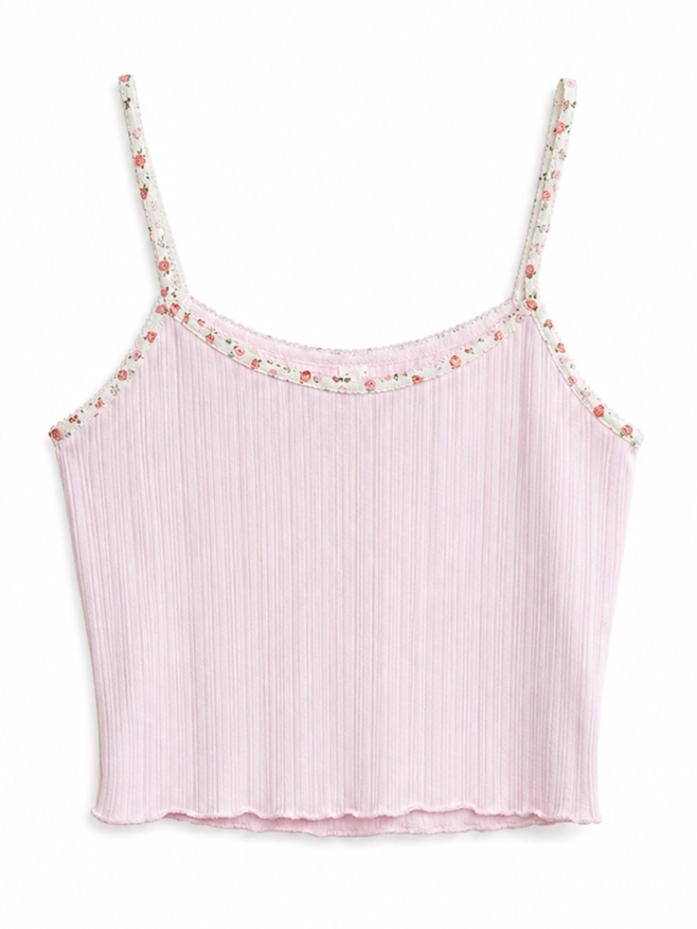 CottonOn Body Baby Pink Pointelle Crop Cami Strawberry Straps – XS EUC